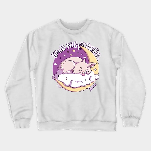 Good Night Deer - Dreamy Slumber Illustration Crewneck Sweatshirt by SPIRIMAL